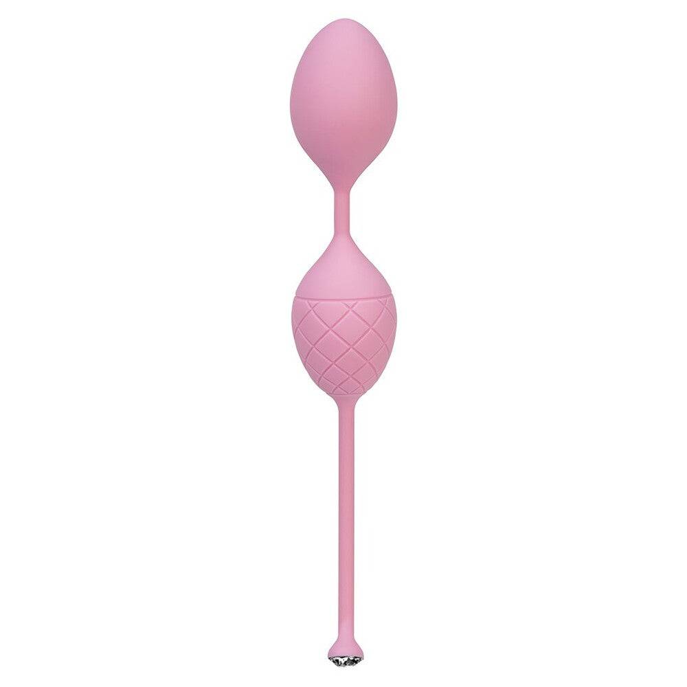 BMS Enterprises Pillow Talk Frisky Pleasure Balls in soft pink with textured design for enhanced pleasure and stimulation.
