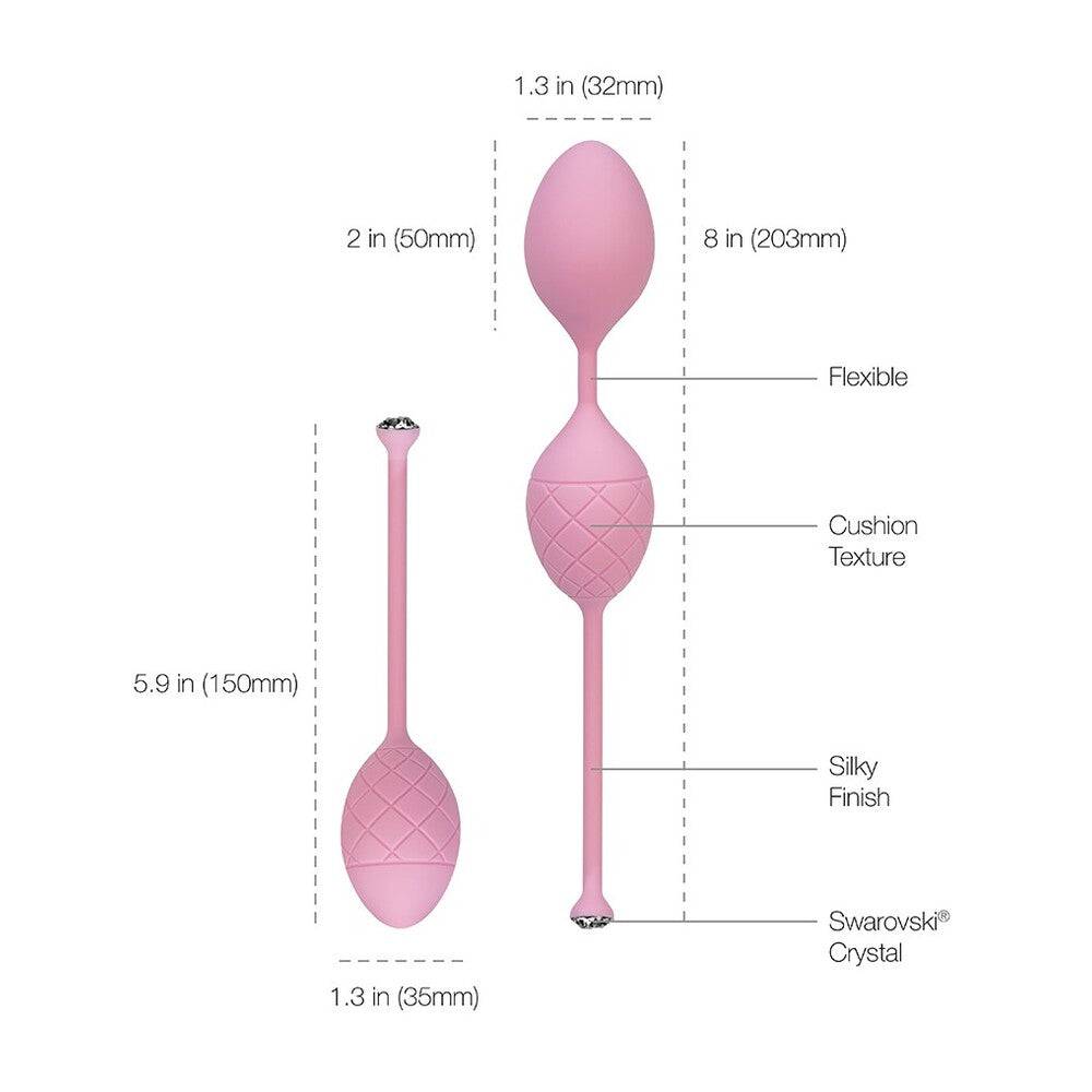BMS Enterprises Pillow Talk Frisky Pleasure Balls in pink, featuring a sleek design and textured surface for enhanced stimulation.
