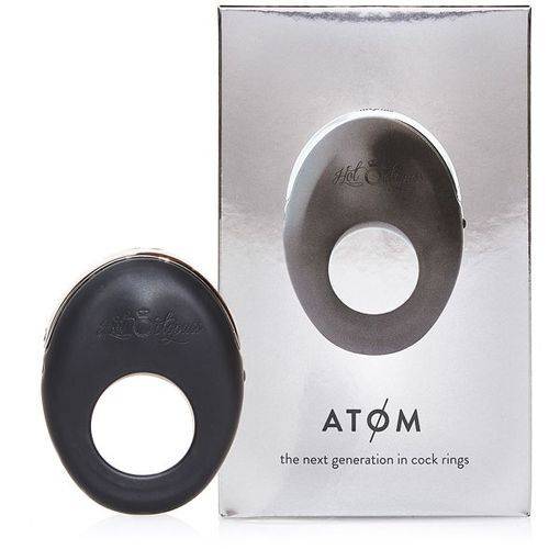 Hot Octopuss Atom rechargeable vibrating cock ring with a sleek design and textured surface for enhanced pleasure.