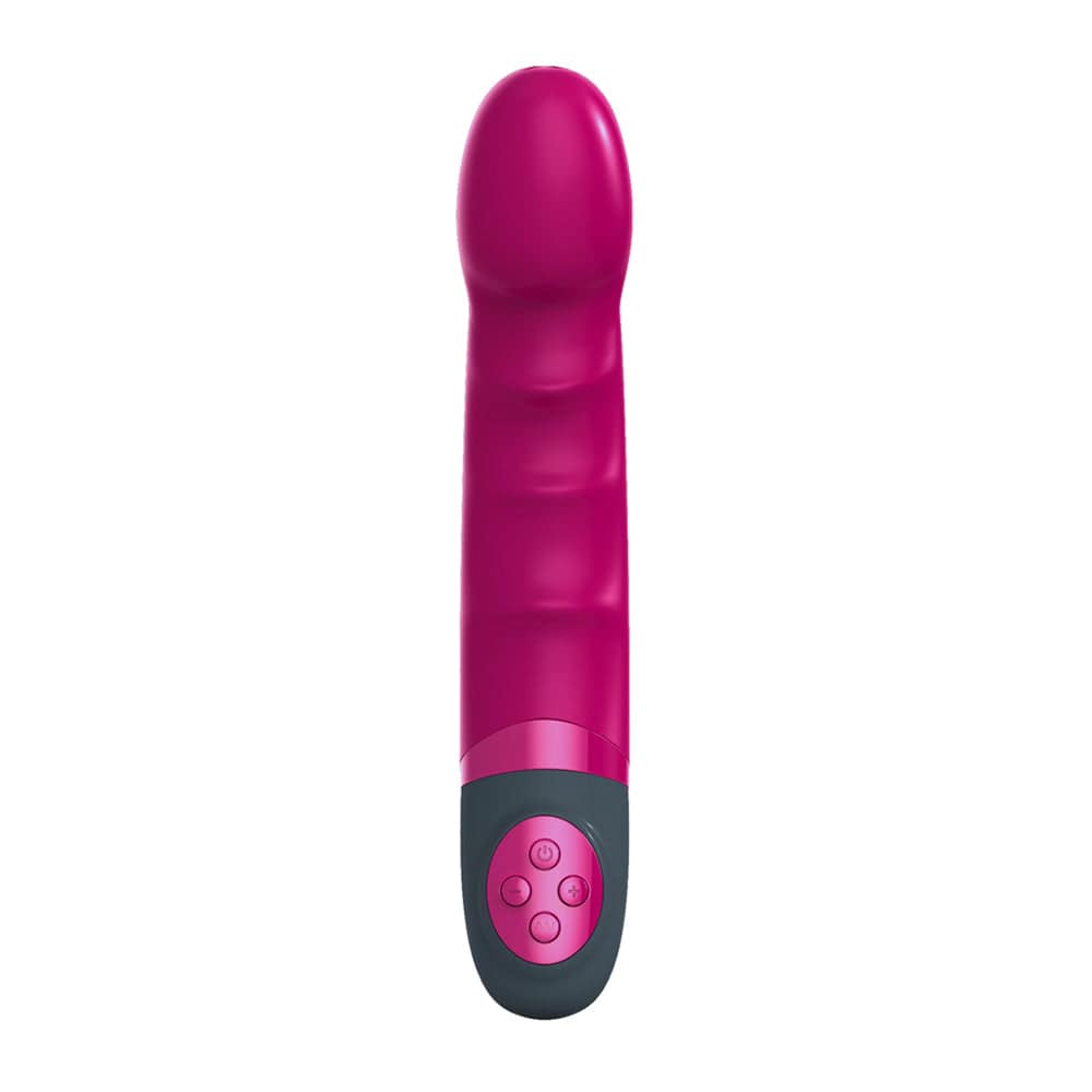 Dorcel Too Much GSpot Vibrator with curved design and sleek finish, showcasing its ergonomic shape and vibrant color.