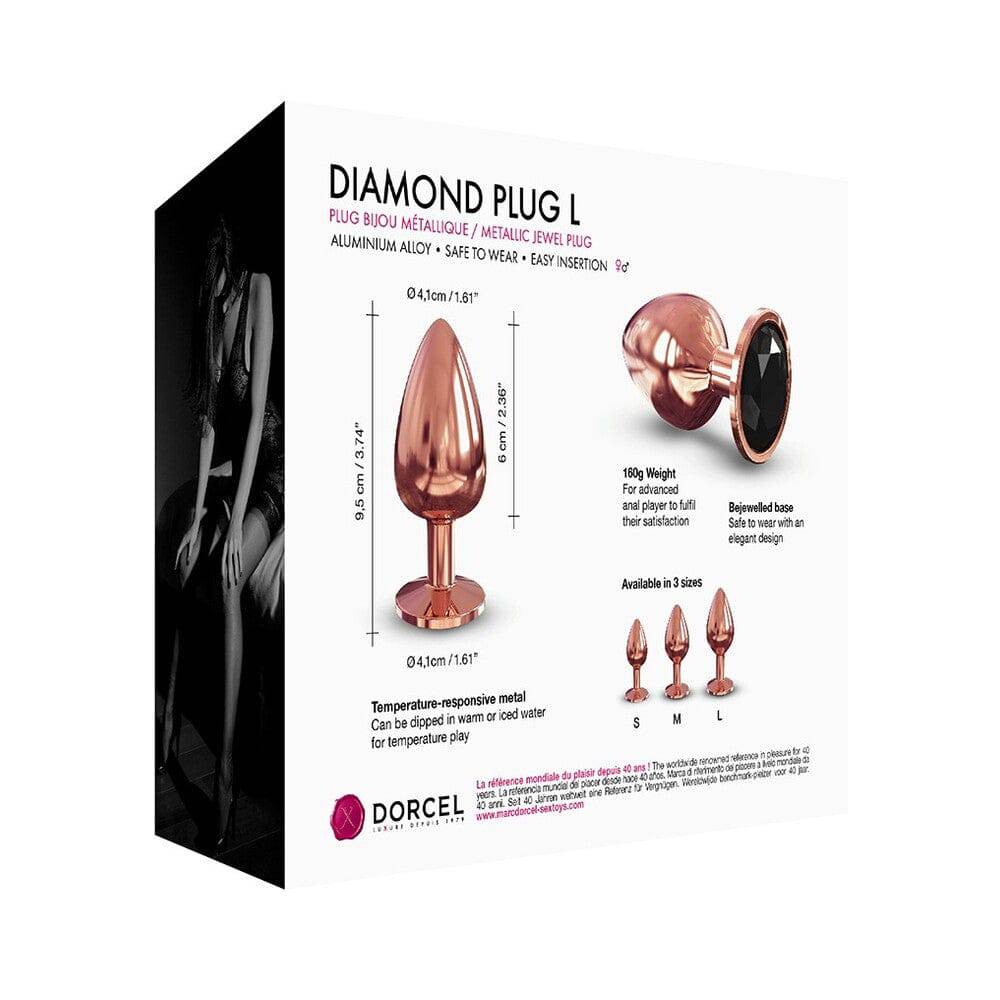Large rose gold Dorcel Diamond butt plug with a sparkling gemstone detail, showcasing a sleek and elegant design.