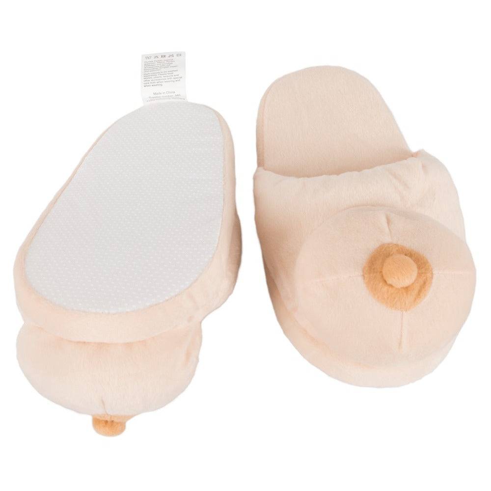 You2Toys breast-shaped slippers in pink, featuring soft material and a cozy design perfect for lounging at home.