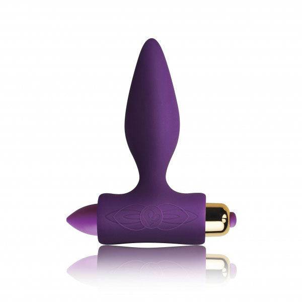 Petite purple butt plug from Rocks Off Ltd, designed for comfort and stimulation with a smooth, curved shape.