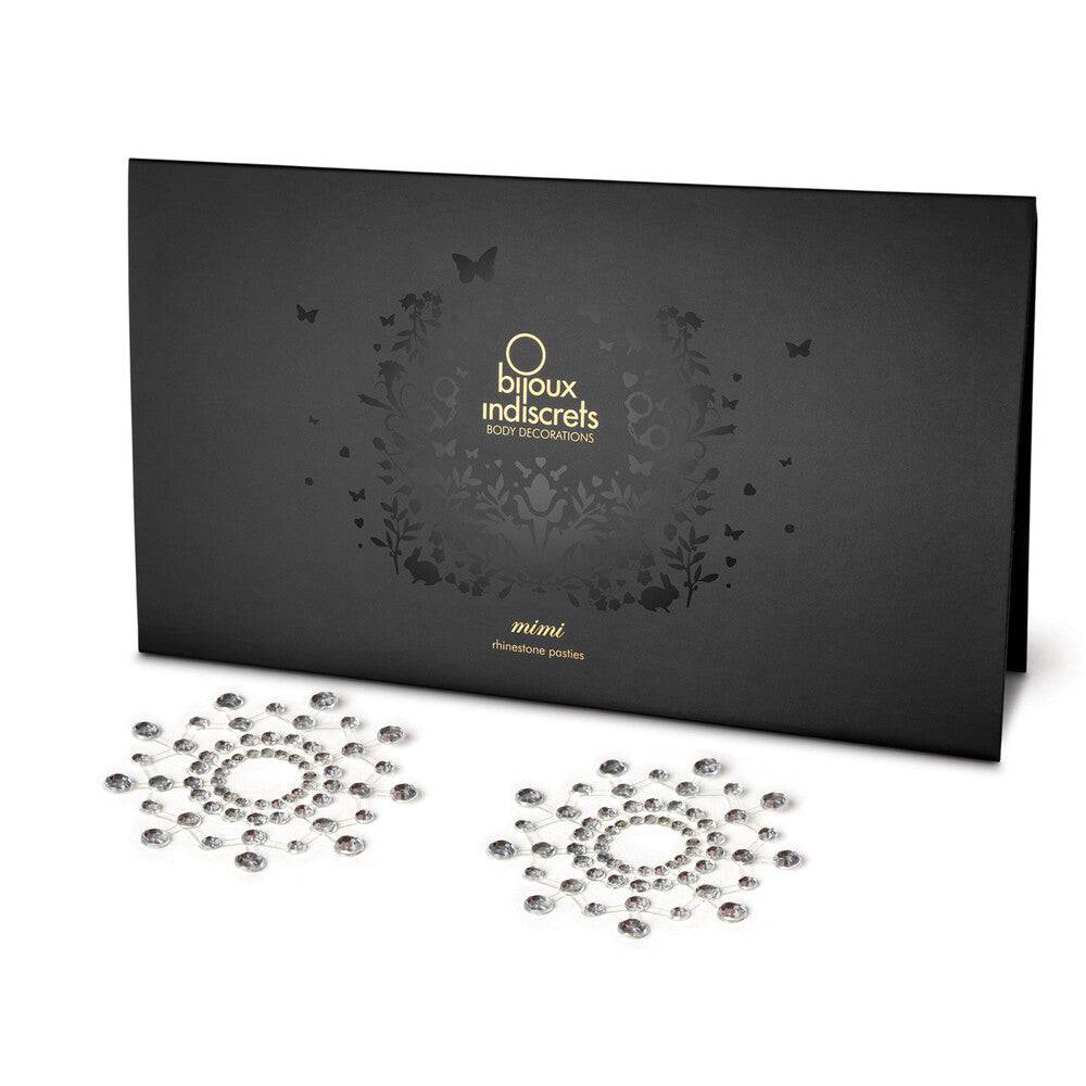 Silver rhinestone pasties by Bijoux Indiscrets, featuring a glamorous and sparkling design for a bold look.