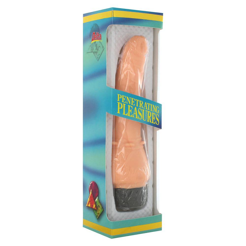 Vinyl penis-shaped vibrator from Seven Creations, showcasing its realistic design and textured surface for enhanced pleasure.