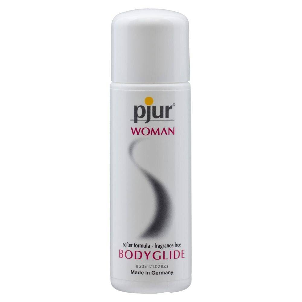 Pjur Woman Body Glide 30ml bottle with a sleek design, ideal for enhancing intimacy and comfort.