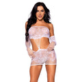 Leg Avenue Lingerie white lace dress with matching gloves, UK size 6 to 12, showcasing intricate lace details.