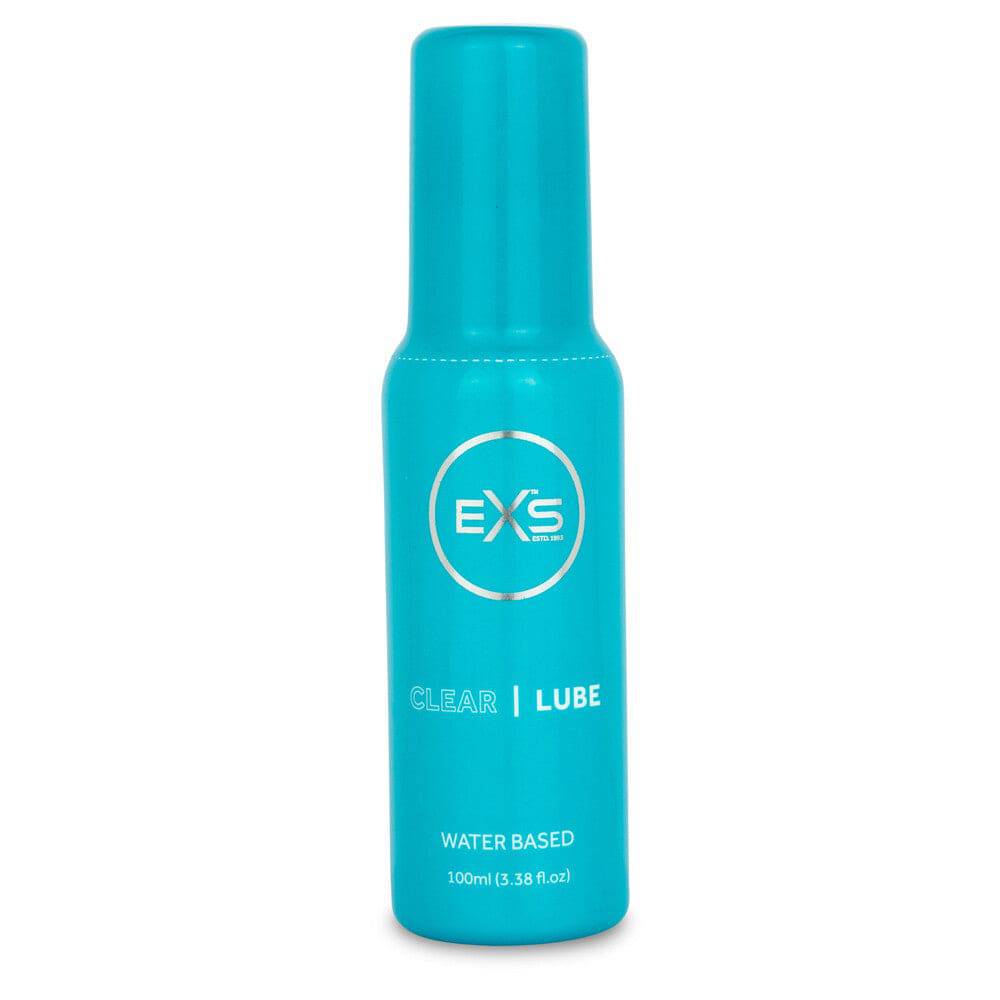 EXS Premium Clear Lubricant 100ml bottle with a sleek design and easy-to-use flip cap on a neutral background.