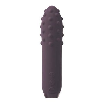 Je Joue Duet multi-surfaced bullet vibrator in vibrant Lila color, showcasing its sleek design and textured surfaces.