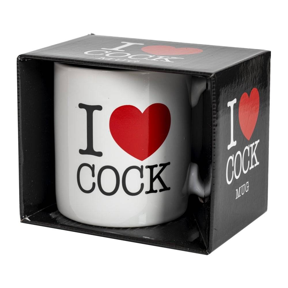 Spencer and Fleetwood Vit I Love Cock mug with colorful graphic design and handle, showcasing a fun and quirky style.