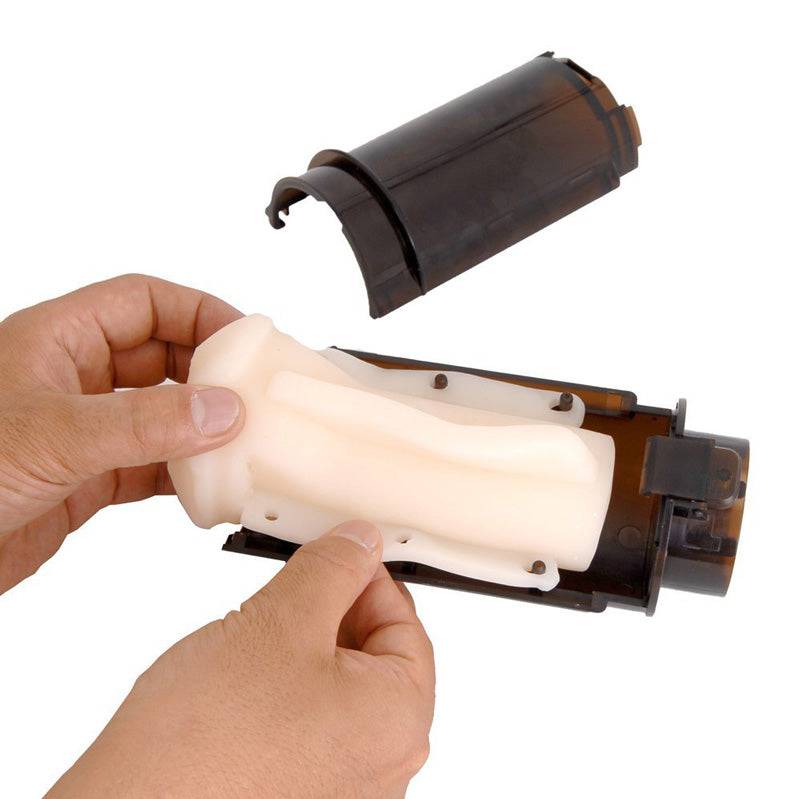 R1 Rends Vorze A10 Cyclone WFlap-insats, showcasing a detailed, textured sleeve design for enhanced pleasure.