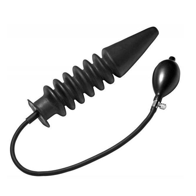 XR Brands Master Series XL inflatable anal plug with a tapered design and textured surface for enhanced pleasure.