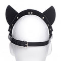 Black Master Series Naughty Kitty cat mask by XR Brands with pointed ears and detailed whisker design.
