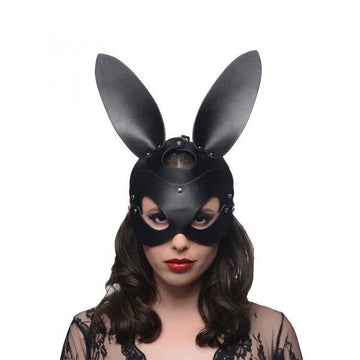 XR Brands Bad Bunny Kaninmask in black, featuring playful bunny ears and a comfortable design for playful wear.