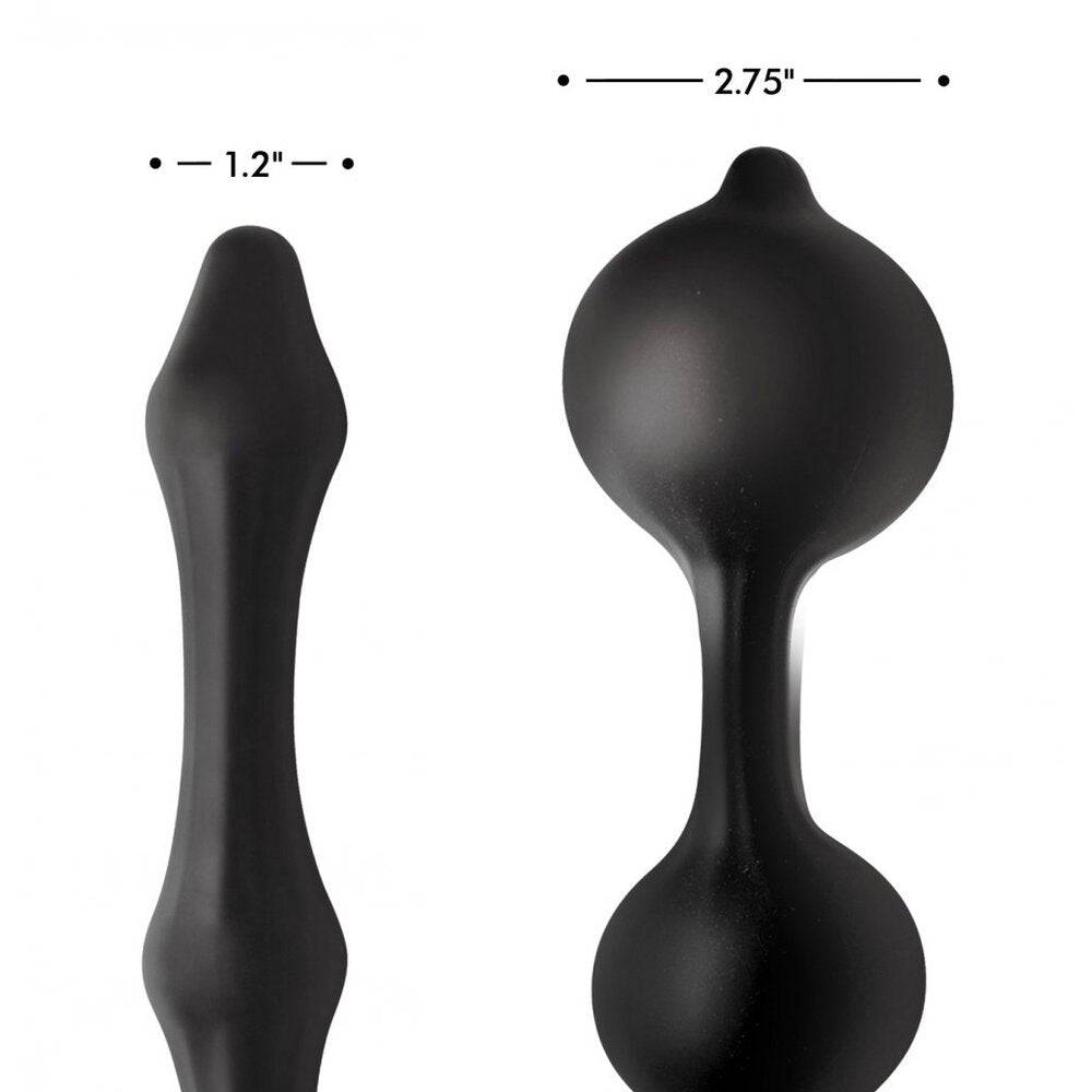 XR Brands Master Series Devils Rattle inflatable anal plug with cock ring, featuring a textured design for enhanced pleasure.