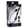 XR Brands Master Series Devils Rattle inflatable anal plug with cock ring, featuring textured surface and flexible design.