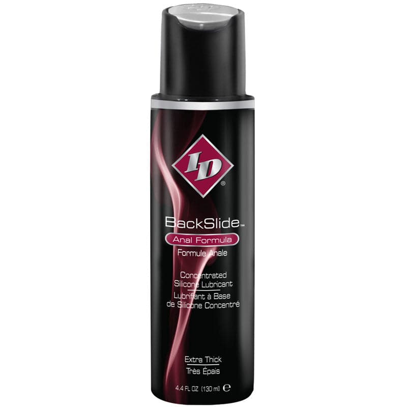 ID Lube BackSlide Anal Formula 4.4 oz lubricant bottle with a sleek design and easy-to-use flip-top cap.