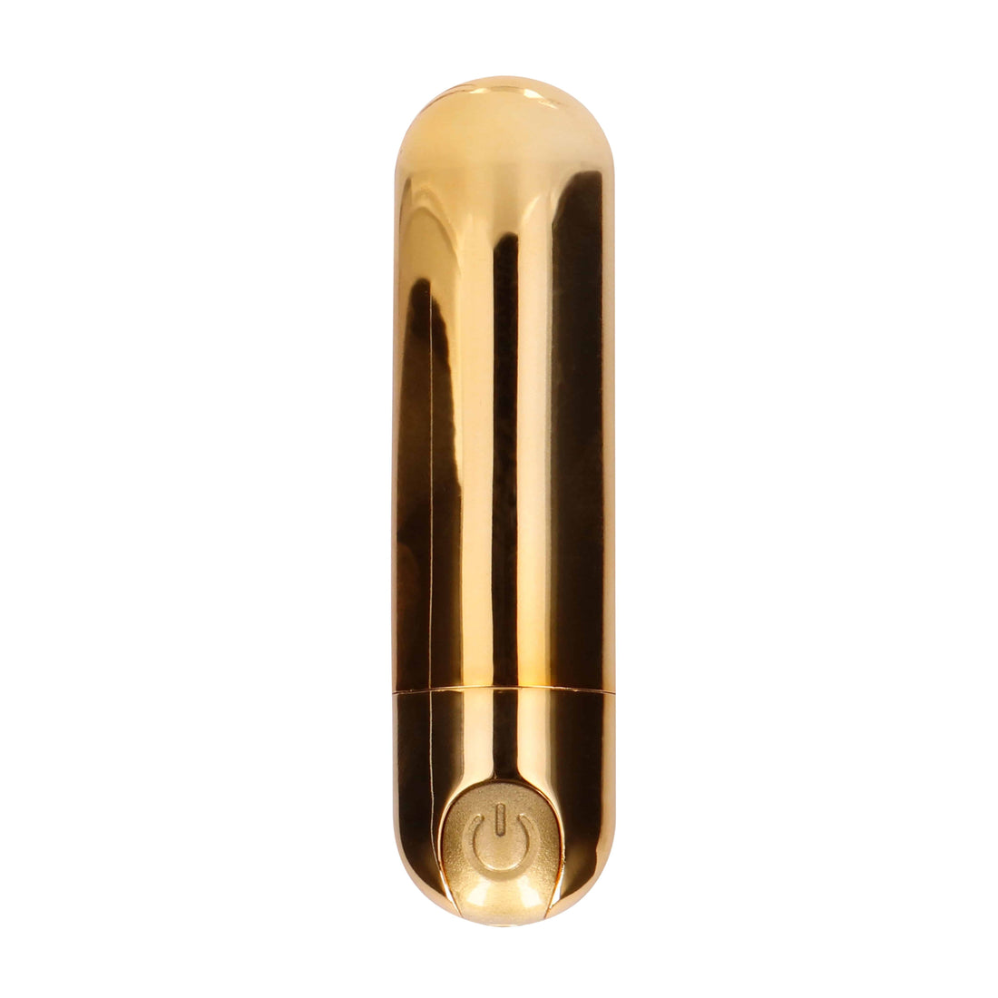 Shots Toys rechargeable gold bullet vibrator with 10 speeds, featuring a sleek design and ergonomic shape.