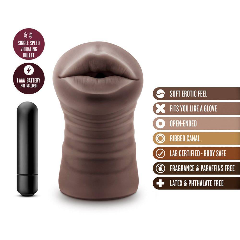 Blush Novelties Hot Chocolate Heather Mouth Vibrerande Masturbator with realistic texture and soft design details.