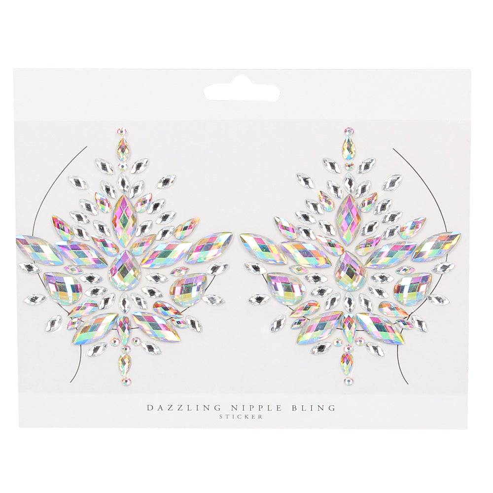 Shots Toys Dazzling Nipple Bling Sticker featuring sparkling opal design for a glamorous look.