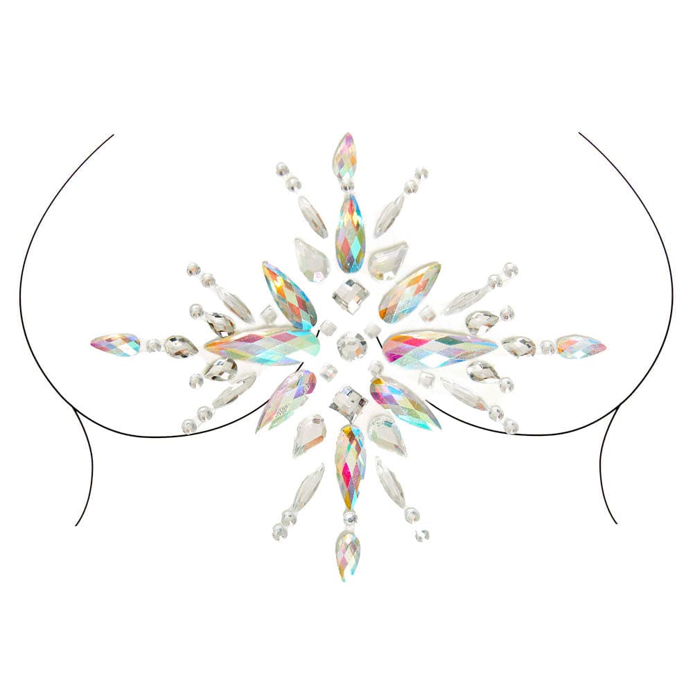 Leg Avenue Lingerie Soleil Body Jewels BODY002 adhesive body stickers on skin, featuring intricate jewel designs.