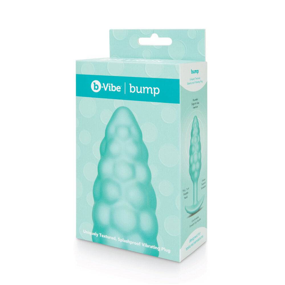 B-Vibe Bump textured butt plug in mint green with a smooth finish and ergonomic design for comfortable use.