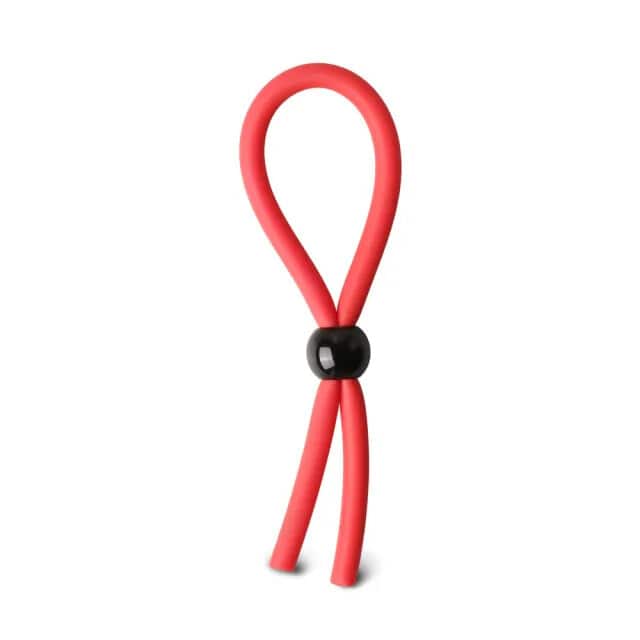 Adjustable red cock ring from Various Toy Brands, featuring a smooth surface and flexible design for comfort.