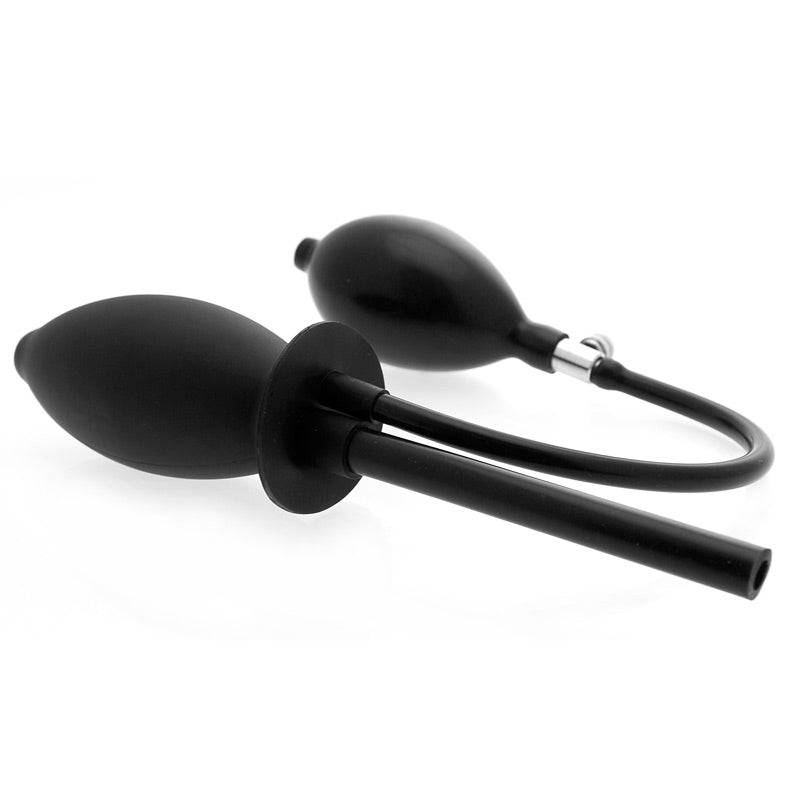 Inflatable enema plug by XR Brands, featuring a smooth design and flexible material for comfortable use.