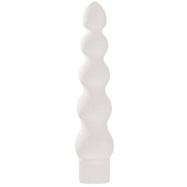 Doc Johnson White Nights 7-inch ribbed anal vibrator with textured surface for enhanced pleasure.