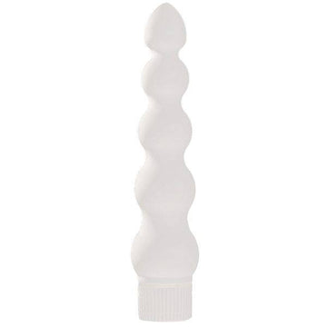 Doc Johnson White Nights 7-inch ribbed anal vibrator with textured surface for enhanced pleasure.