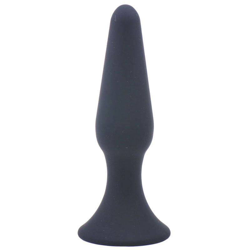 Medium classic black silicone butt plug from Various Toy Brands, showcasing smooth texture and tapered design.