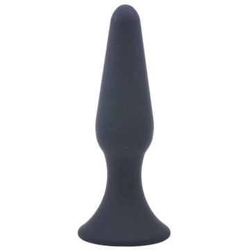 Medium classic black silicone butt plug from Various Toy Brands, showcasing smooth texture and tapered design.