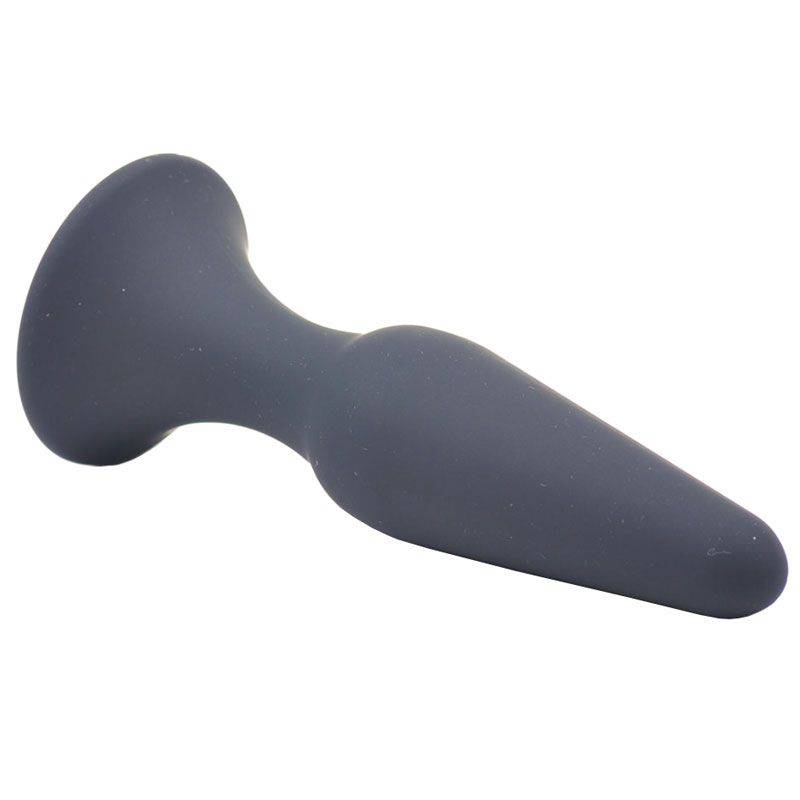 Medium classic black silicone butt plug from Various Toy Brands, showcasing smooth texture and tapered design.