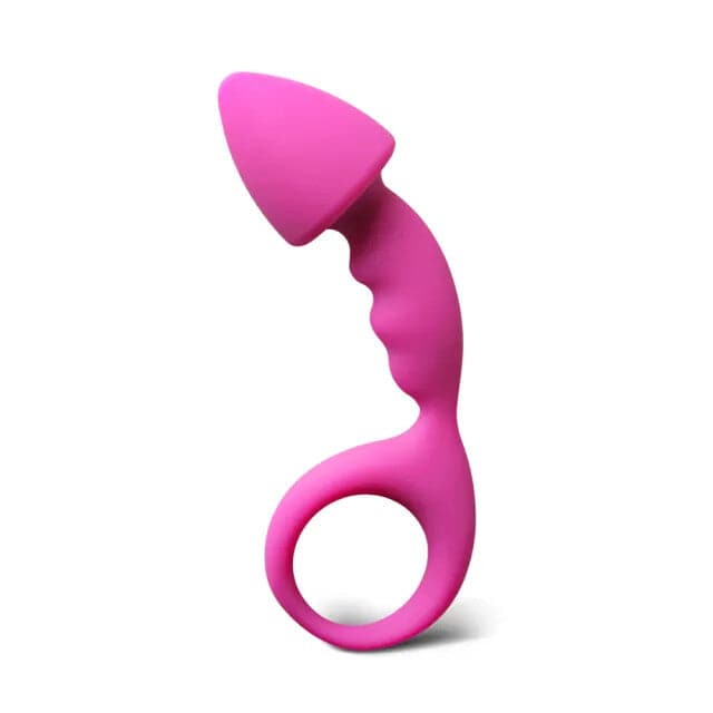 Rosa silicone curved Comfort Butt Plug from Various Toy Brands, showcasing its smooth surface and ergonomic design.