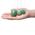 La Gemmes jade yoni egg set featuring two smooth, polished gemstones for wellness and pelvic strengthening.