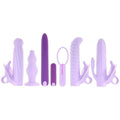 Evolved Lilac Desires rechargeable silicone butterfly kit with multiple attachments and a sleek, modern design.