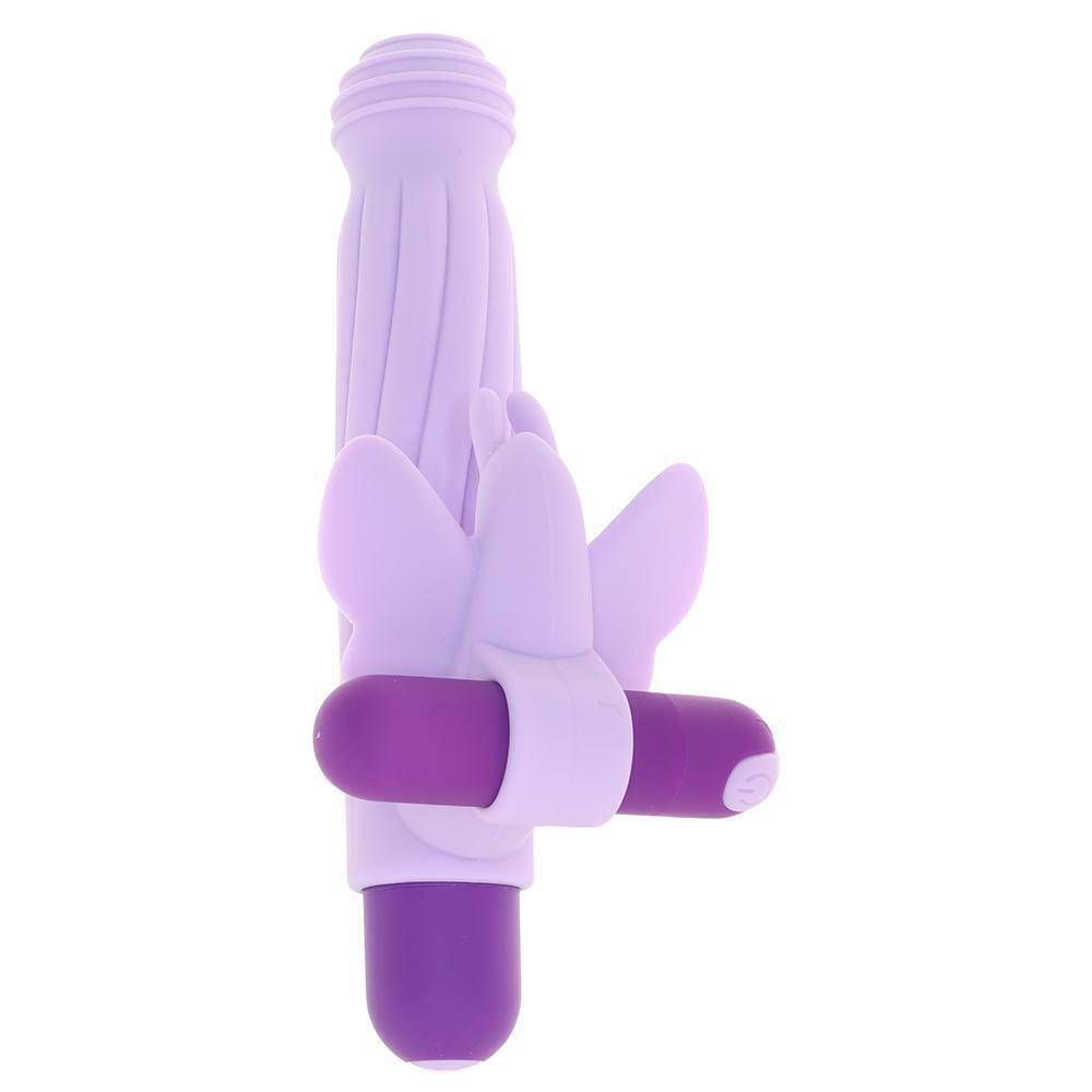Evolved Lilac Desires silicone rechargeable butterfly kit with vibrant lilac color and ergonomic design.