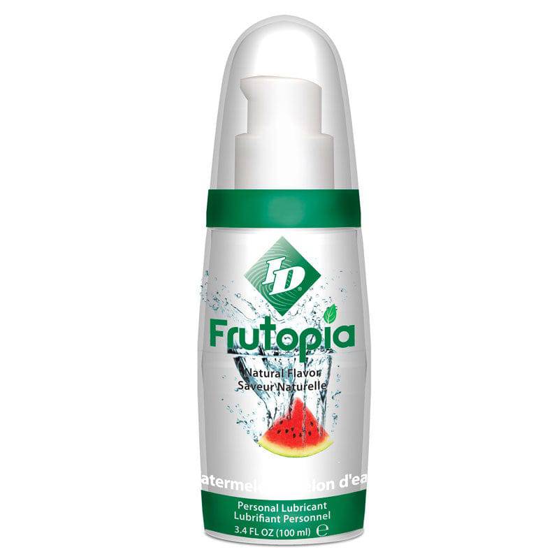 ID Lube Frutopia Personal Lubricant in Watermelon flavor with a vibrant, fruity packaging design.