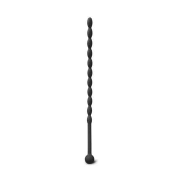 Black silicone pearl sound plug with six beads from Various Toy Brands, showcasing its smooth texture and design.