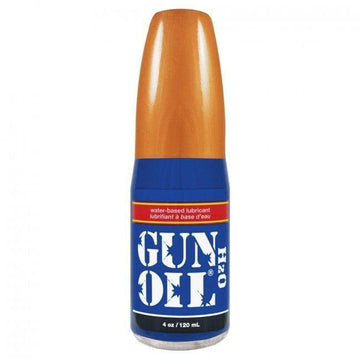 Gun Oil H20 transparent lubricant in a 120ml bottle, showcasing the clear liquid and sleek packaging design.