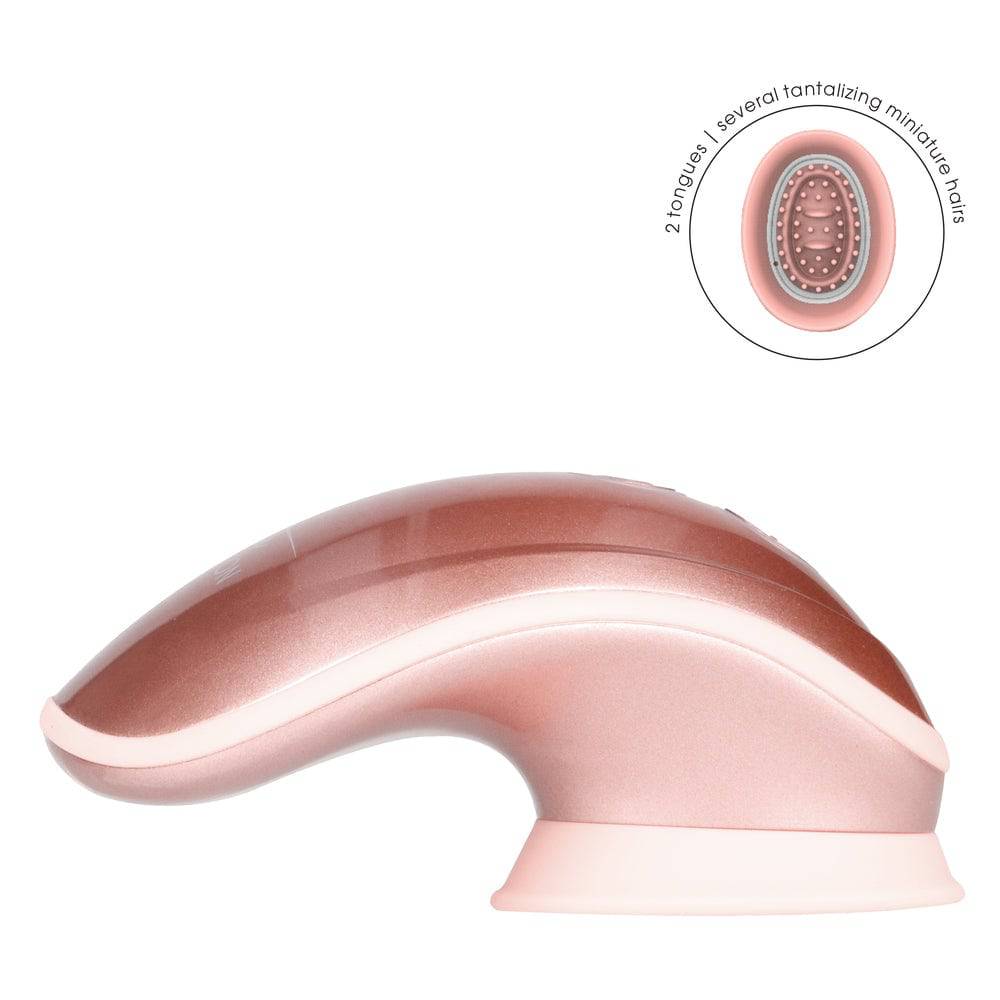 Shots Toys Twitch Rose Gold hands-free vibrator with elegant design and ergonomic shape for comfortable use.