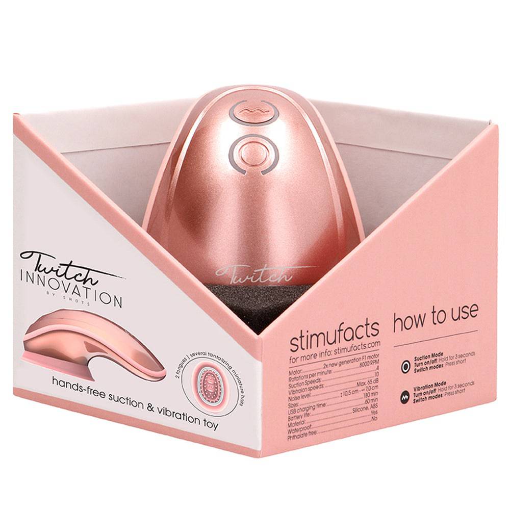Shots Toys rose gold hands-free vibrator with ergonomic design and soft silicone finish.
