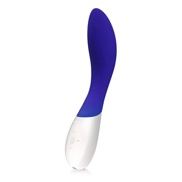Lelo Mona Wave vibrator in deep midnight blue, featuring elegant curves and a smooth silicone finish.