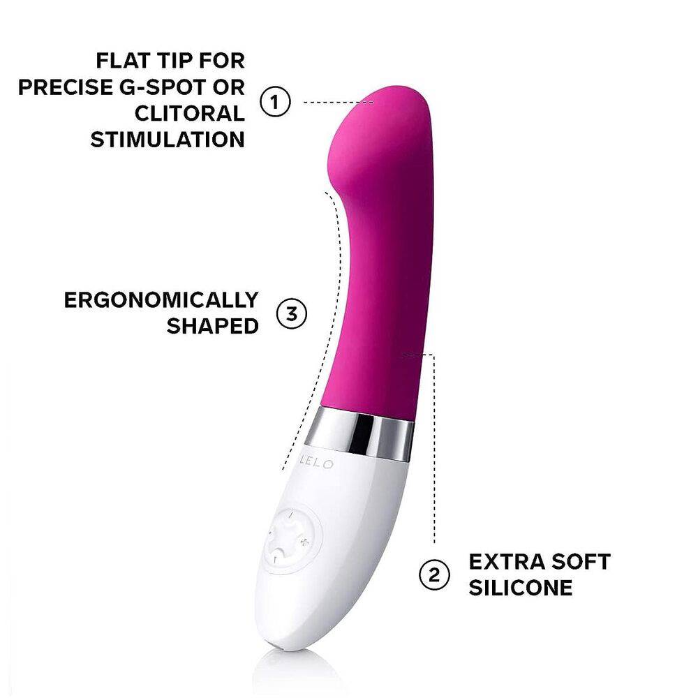 Lelo Gigi 2 Deep Rose G-spot vibrator with a curved design and smooth silicone surface for targeted stimulation.