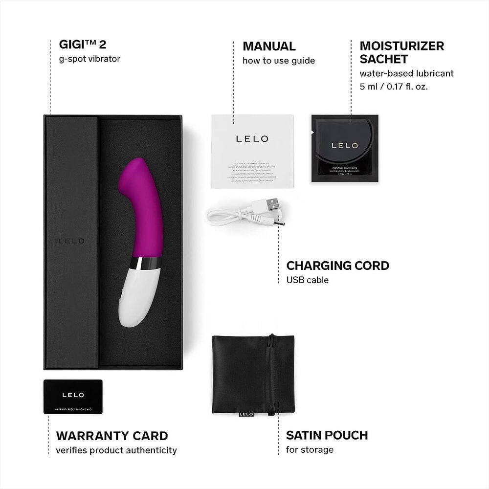 Lelo Gigi 2 Deep Rose G-spot vibrator with curved design and smooth silicone finish on a neutral background.
