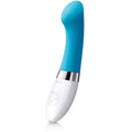 Turquoise Lelo Gigi 2 G-spot vibrator with a smooth design and curved tip for targeted stimulation.