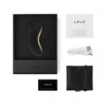 Lelo Sona 2 black clitoral vibrator with a sleek design and soft silicone texture, showcasing its curved shape.