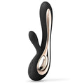 Lelo Soraya 2 dual rabbit vibrator in sleek black, featuring elegant curves and textured design for enhanced pleasure.