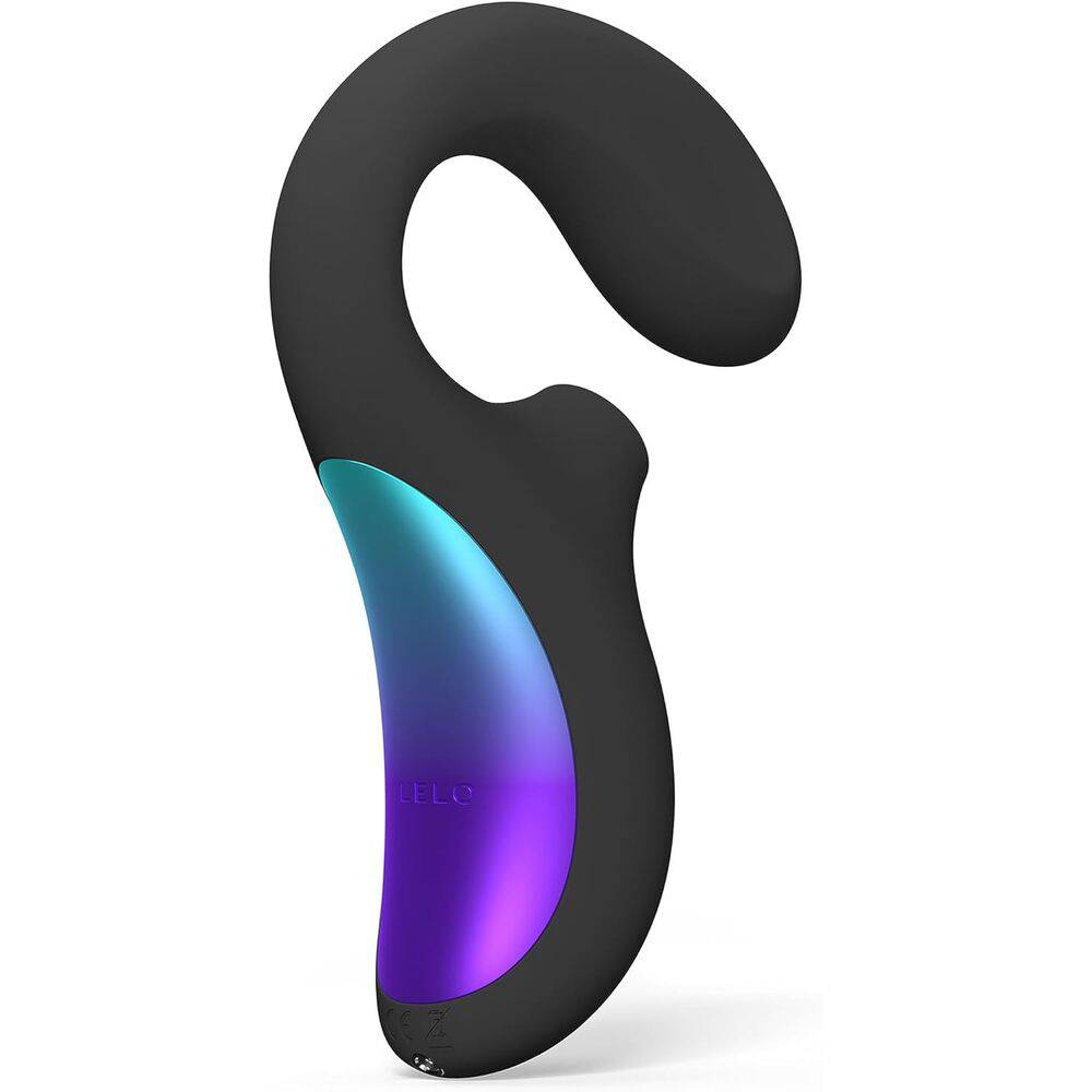Lelo Enigma black dual massager showcasing sleek design and ergonomic shape for enhanced comfort and pleasure.