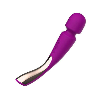Lelo Smart Wand 2 in deep rose color, featuring a sleek design and ergonomic shape for comfort and ease of use.
